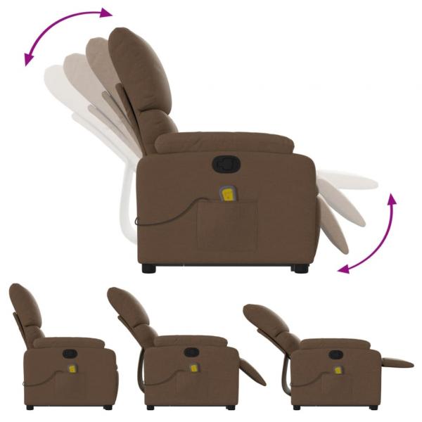 Massagesessel mit Aufstehhilfe Braun Stoff
