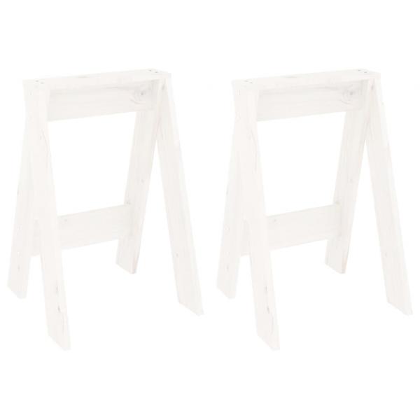 Hocker 2 Stk. Weiß 40x40x60 cm Massivholz Kiefer