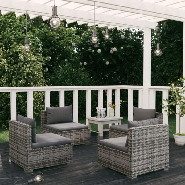 ARDEBO.de - 4-tlg. Garten-Lounge-Set mit Kissen Poly Rattan Grau