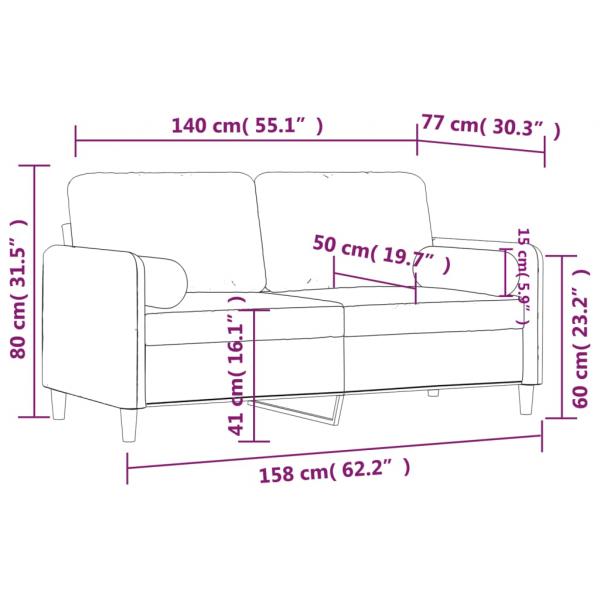 2-Sitzer-Sofa mit Zierkissen Schwarz 140 cm Samt