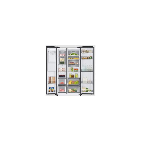 Samsung RS6GA884CB1/EG Stand Side-by-Side Kombination, 91 cm breit, 635L, No Frost+, Eisbereiter, Wasserspender, Festwasseranschluss, WiFi, Premium Black Steel