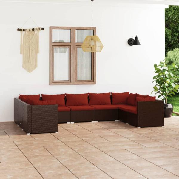 ARDEBO.de - 9-tlg. Garten-Lounge-Set mit Kissen Poly Rattan Braun