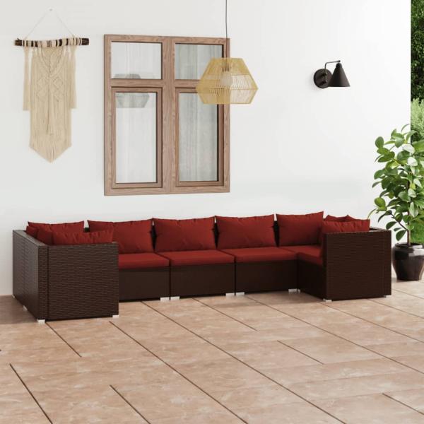 ARDEBO.de - 7-tlg. Garten-Lounge-Set mit Kissen Poly Rattan Braun