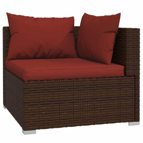 9-tlg. Garten-Lounge-Set mit Kissen Braun Poly Rattan