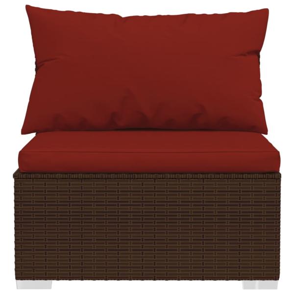 13-tlg. Garten-Lounge-Set mit Kissen Braun Poly Rattan