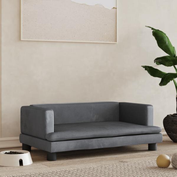 ARDEBO.de - Hundebett Dunkelgrau 80x45x30 cm Samt