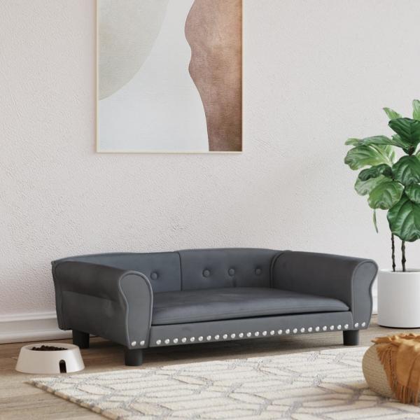 ARDEBO.de - Hundebett Dunkelgrau 95x55x30 cm Samt