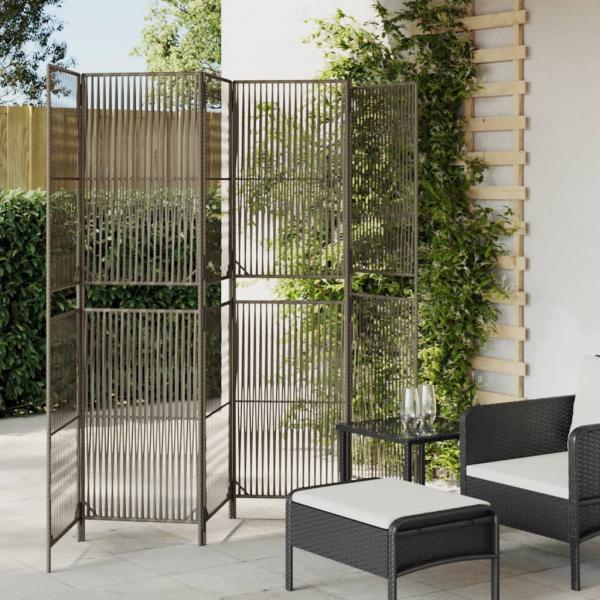 ARDEBO.de - Paravent 6-tlg. Grau Poly Rattan