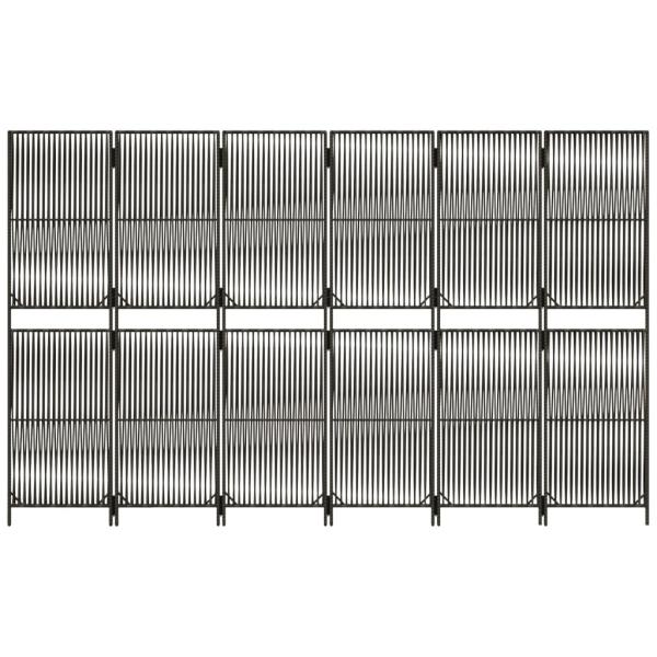 Paravent 6-tlg. Grau Poly Rattan