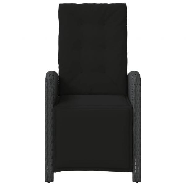 Gartensessel mit Fußteil 2 Stk. Verstellbar Schwarz Poly Rattan