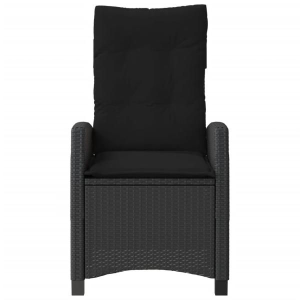 Gartensessel mit Kissen 2 Stk. Verstellbar Schwarz Poly Rattan