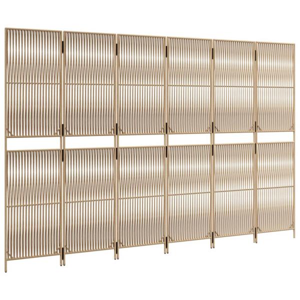 Paravent 6-tlg. Beige Poly Rattan