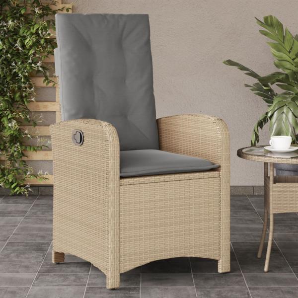ARDEBO.de - Gartensessel mit Kissen Verstellbar Beigemischung Poly Rattan