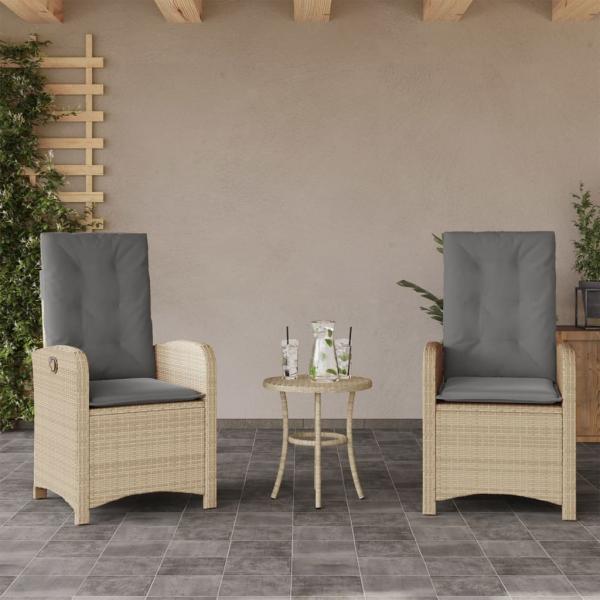ARDEBO.de - Gartensessel Kissen 2Stk. Verstellbar Beigemischung Poly Rattan