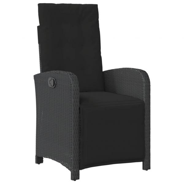 ARDEBO.de - 3-tlg. Bistro-Set mit Kissen Schwarz Poly Rattan