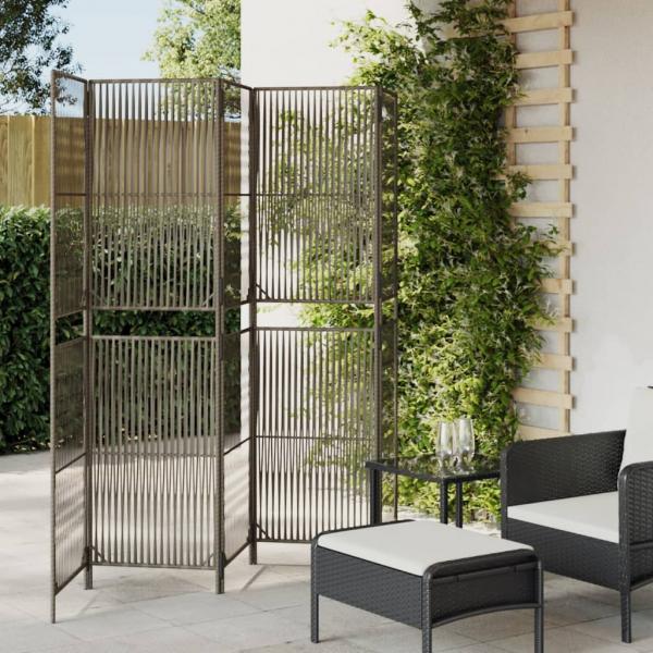 ARDEBO.de - Paravent 5-tlg. Grau Poly Rattan