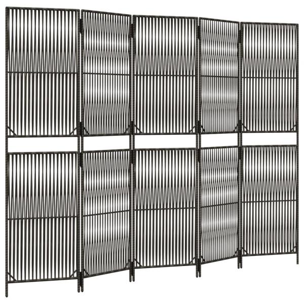 Paravent 5-tlg. Grau Poly Rattan
