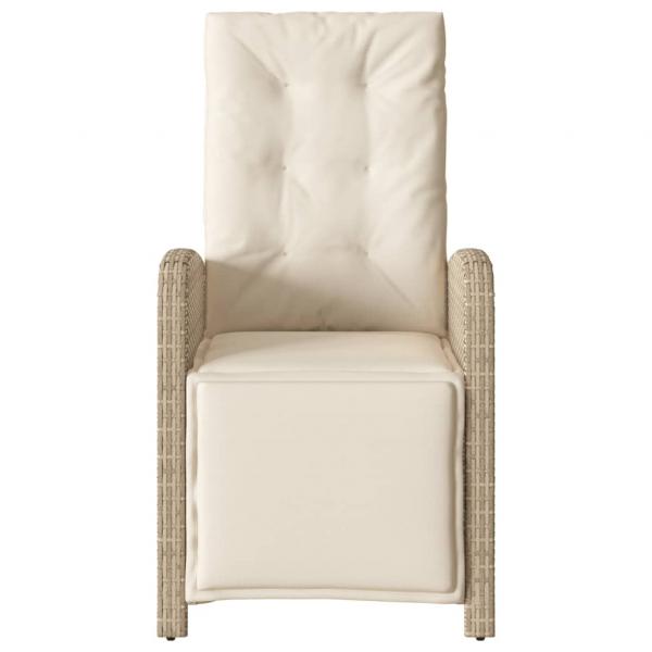 Gartensessel mit Fußteil Verstellbar Beige Poly Rattan