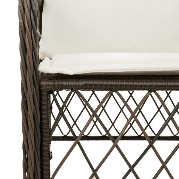 7-tlg. Garten-Essgruppe mit Kissen Braun Poly Rattan