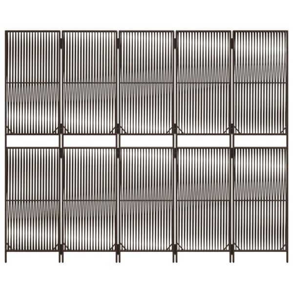 Paravent 5-tlg. Braun Poly Rattan