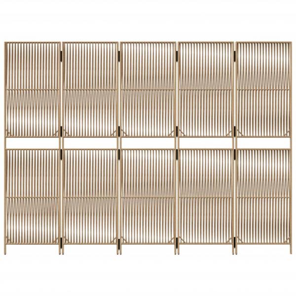 Paravent 5-tlg. Beige Poly Rattan