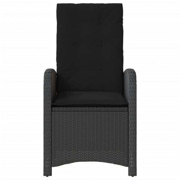 Gartensessel Verstellbar mit Kissen Schwarz Poly Rattan