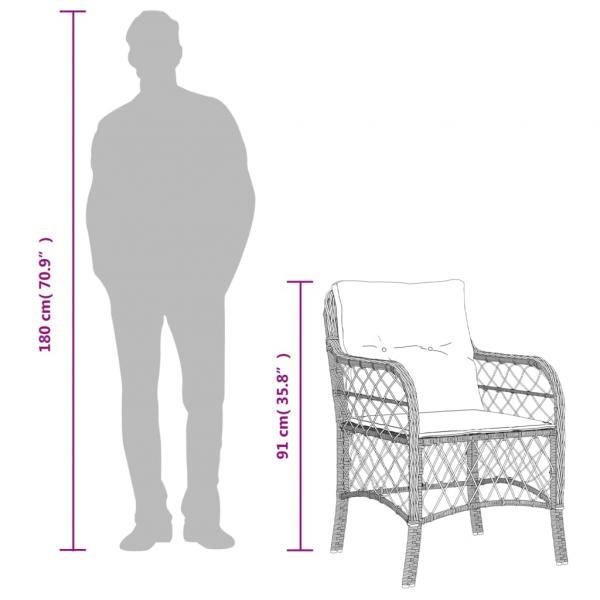 7-tlg. Garten-Essgruppe mit Kissen Braun Poly Rattan
