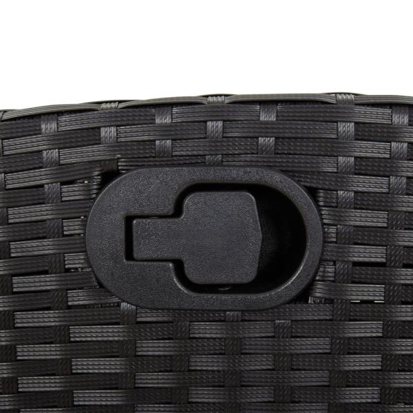 ARDEBO.de - 3-tlg. Garten-Essgruppe mit Kissen Schwarz Poly Rattan