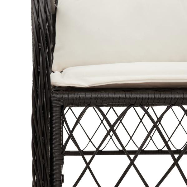 ARDEBO.de - 5-tlg. Garten-Essgruppe mit Kissen Schwarz Poly Rattan