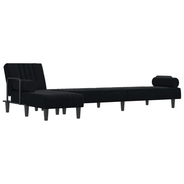 Schlafsofa in L-Form Schwarz 260x140x70 cm Samt