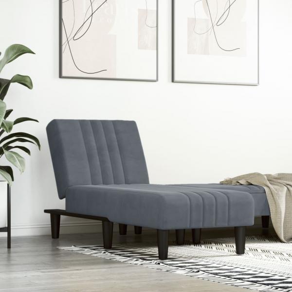 ARDEBO.de - Chaiselongue Dunkelgrau Samt