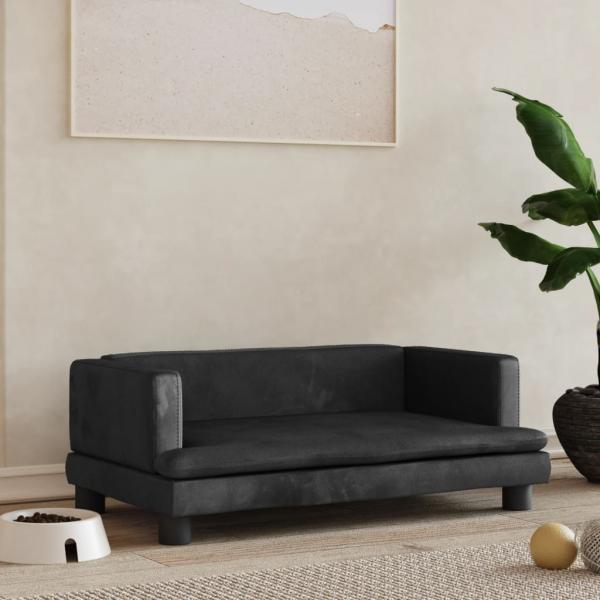 ARDEBO.de - Hundebett Schwarz 80x45x30 cm Samt