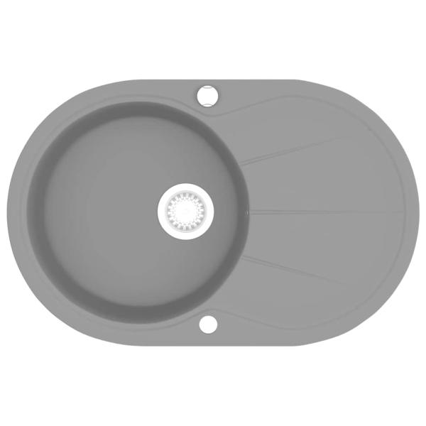 Granitspüle Einzelbecken Oval Grau 