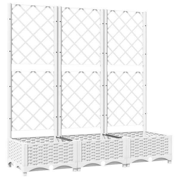 Pflanzkübel mit Rankgitter Weiß 120x40x121,5 cm PP