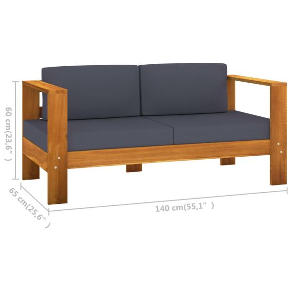 4-tlg. Garten-Lounge-Set Dunkelgraue Auflagen Massivholz Akazie