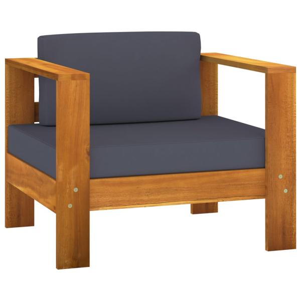 4-tlg. Garten-Lounge-Set Dunkelgraue Auflagen Massivholz Akazie