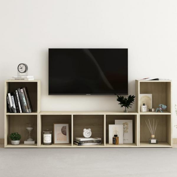 ARDEBO.de - 3-tlg. TV-Schrank-Set Sonoma-Eiche Holzwerkstoff
