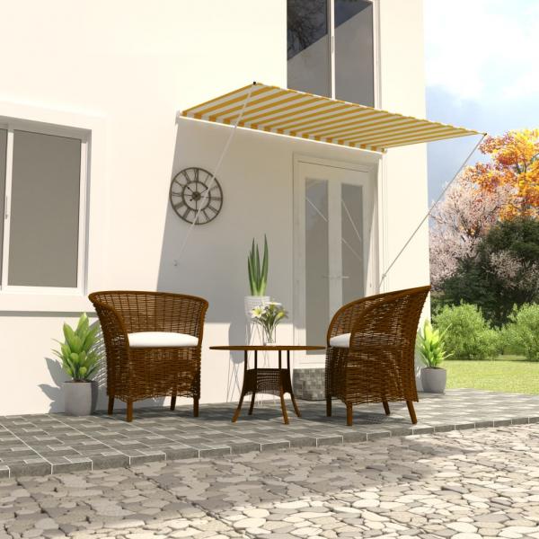 ARDEBO.de - Einziehbare Markise 200×150 cm Gelb und Weiß