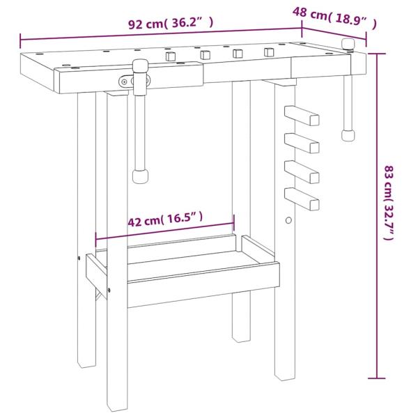 Werkbank mit Schraubstöcken 92x48x83 cm Massivholz Akazie