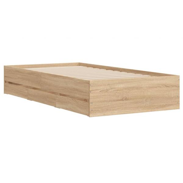 Bettgestell mit Schubladen Sonoma-Eiche 75x190 cm Holzwerkstoff
