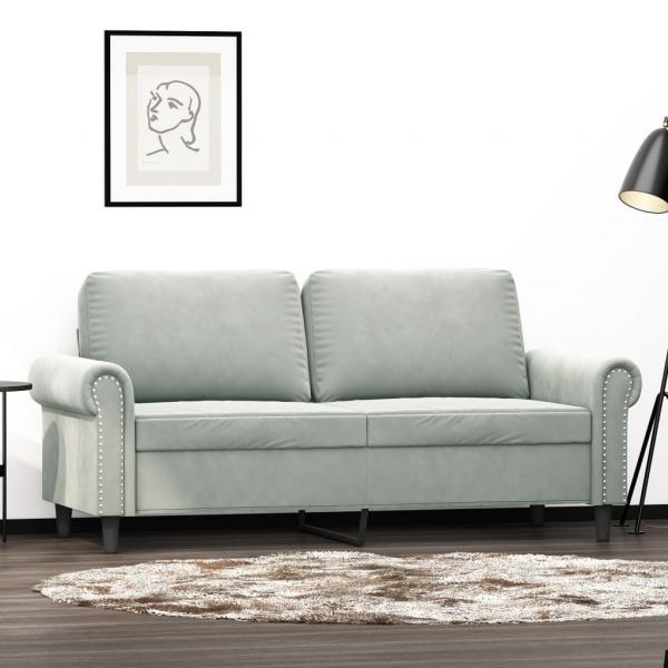 ARDEBO.de - 2-Sitzer-Sofa Hellgrau 140 cm Samt
