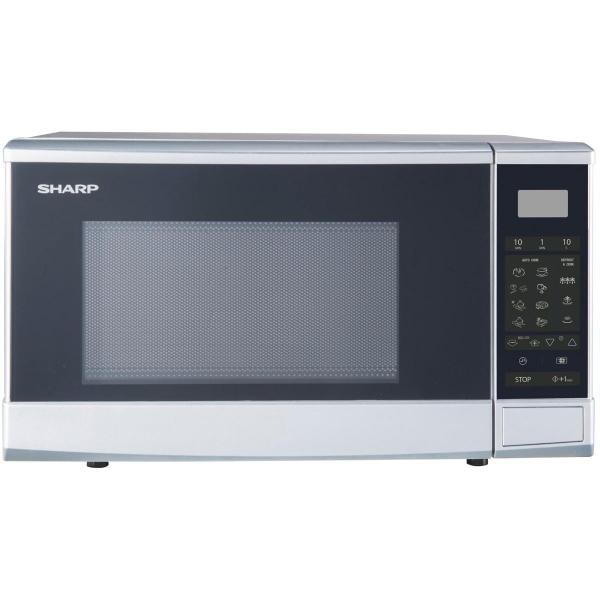 ARDEBO.de Sharp R270S Mikrowelle 20l Garraum, 800 Watt, Drehteller , LCD-Display, 10 Leistungsstufen, 8 Automatikprogramme, silber