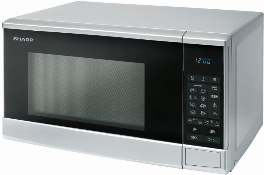 Sharp R270S Mikrowelle 20l Garraum, 800 Watt, Drehteller , LCD-Display, 10 Leistungsstufen, 8 Automatikprogramme, silber