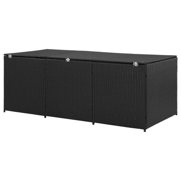 Gartenbox Poly Rattan 180x90x70 cm Schwarz