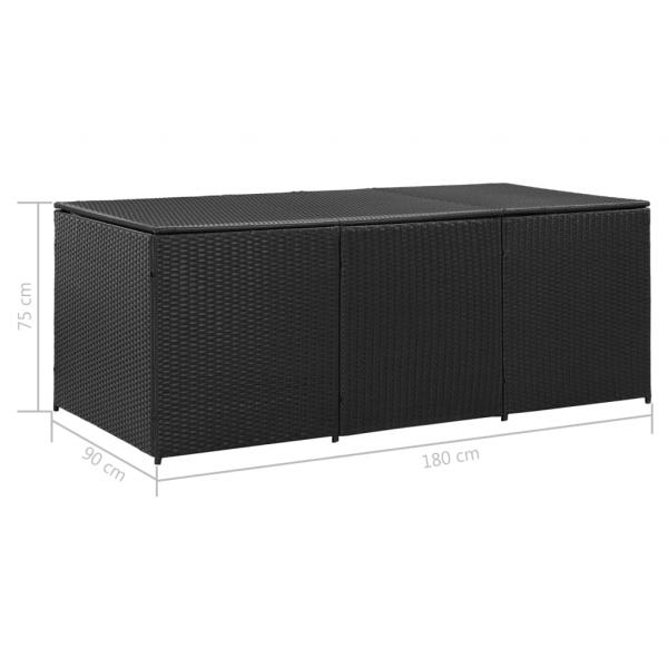 Gartenbox Poly Rattan 180x90x70 cm Schwarz