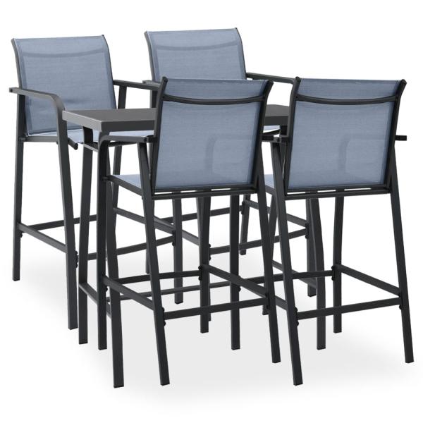 ARDEBO.de - 5-tlg. Gartenbar-Set Schwarz und Grau