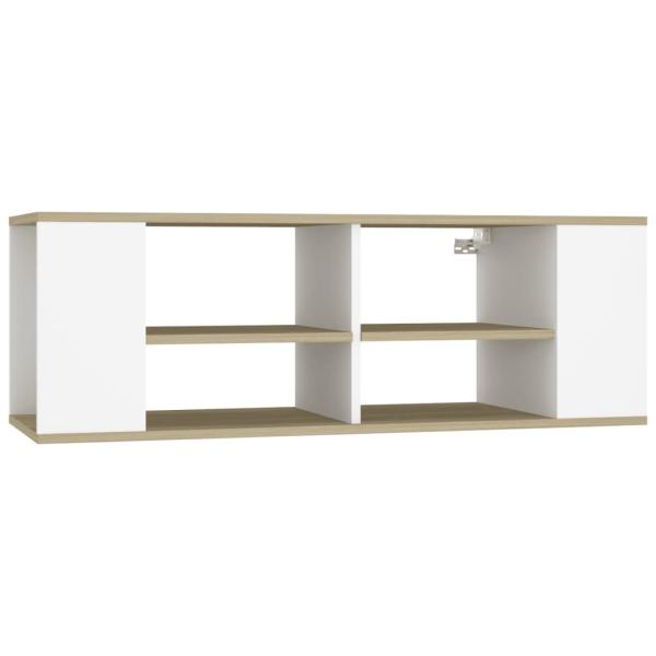 ARDEBO.de - TV-Wandschrank Weiß Sonoma-Eiche 102x35x35 cm Holzwerkstoff