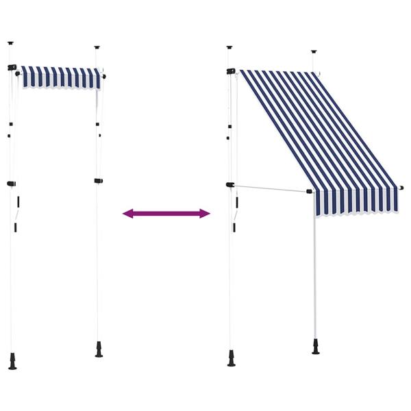 Markise Einziehbar Handbetrieben 100 cm Blau/Weiß Gestreift