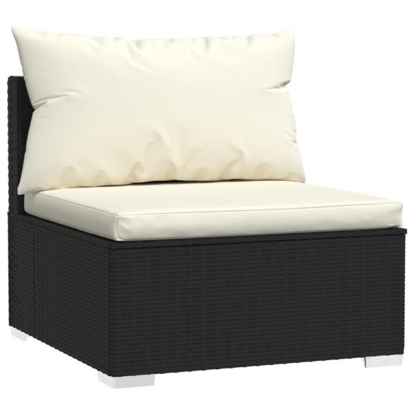 9-tlg. Garten-Lounge-Set mit Kissen Schwarz Poly Rattan