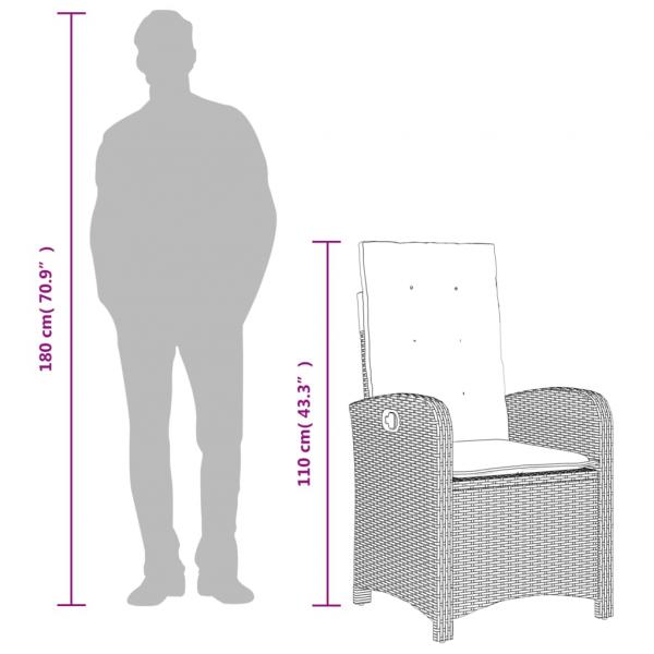5-tlg. Garten-Essgruppe mit Kissen Braun Poly Rattan